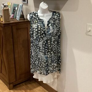 Sleeveless Blue and Cream 2 Piece CAbi Slip & Tunic